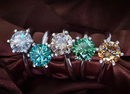White Gold Plated Silver Solitaire Moissanite Ring 3ct (multiple colors) Moissanite Engagement Rings & Jewelry | Luxus Moissanite