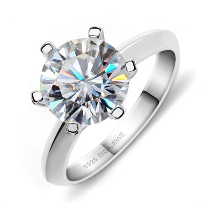 White Gold Plated Silver Solitaire Moissanite Ring 3ct (multiple colors) Moissanite Engagement Rings & Jewelry | Luxus Moissanite