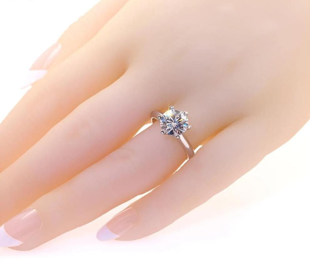 White Gold Plated Silver Solitaire Moissanite Ring 3ct (multiple colors) Moissanite Engagement Rings & Jewelry | Luxus Moissanite