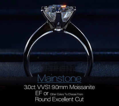 White Gold Plated Silver Solitaire Moissanite Ring 3ct (multiple colors) Moissanite Engagement Rings & Jewelry | Luxus Moissanite