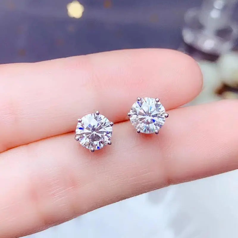 White Gold Plated Silver Stud Moissanite Earrings 2ctw Moissanite Engagement Rings & Jewelry | Luxus Moissanite | Gorgeous Earrings