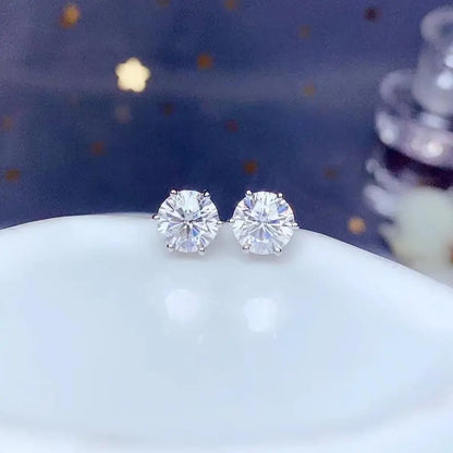 White Gold Plated Silver Stud Moissanite Earrings 2ctw Moissanite Engagement Rings & Jewelry | Luxus Moissanite | Gorgeous Earrings