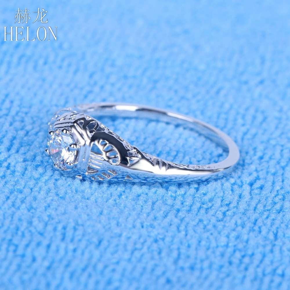 White Gold Plated Silver Vintage Moissanite Ring 0.3ct Moissanite Engagement Rings & Jewelry | Luxus Moissanite