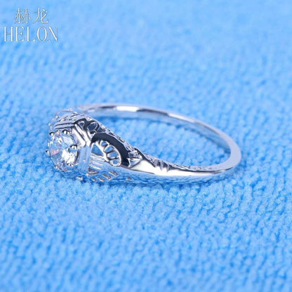 White Gold Plated Silver Vintage Moissanite Ring 0.3ct Moissanite Engagement Rings & Jewelry | Luxus Moissanite