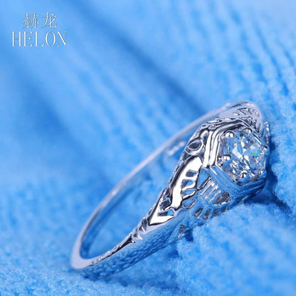 White Gold Plated Silver Vintage Moissanite Ring 0.3ct Moissanite Engagement Rings & Jewelry | Luxus Moissanite