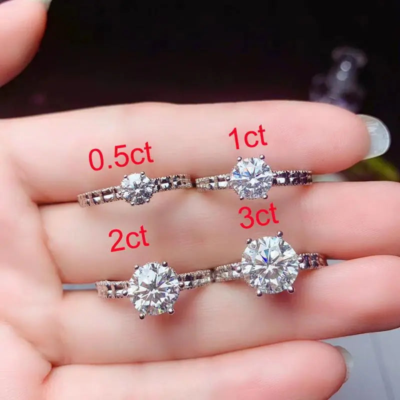 White Gold Plated Silver Vintage Moissanite Ring 0.5ct - 3ct Options Moissanite Engagement Rings & Jewelry | Luxus Moissanite | Engagement Ring Half Carat