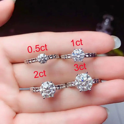 White Gold Plated Silver Vintage Moissanite Ring 0.5ct - 3ct Options Moissanite Engagement Rings & Jewelry | Luxus Moissanite | Engagement Ring Half Carat