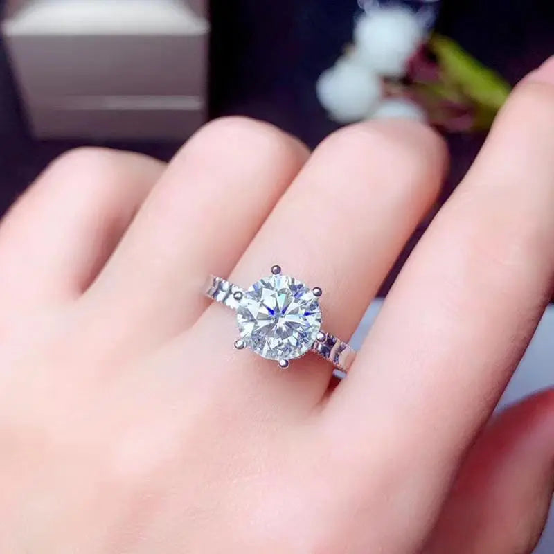 White Gold Plated Silver Vintage Moissanite Ring 0.5ct - 3ct Options Moissanite Engagement Rings & Jewelry | Luxus Moissanite | Engagement Ring Half Carat