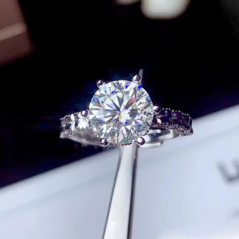 White Gold Plated Silver Vintage Moissanite Ring 0.5ct - 3ct Options Moissanite Engagement Rings & Jewelry | Luxus Moissanite | Engagement Ring Half Carat