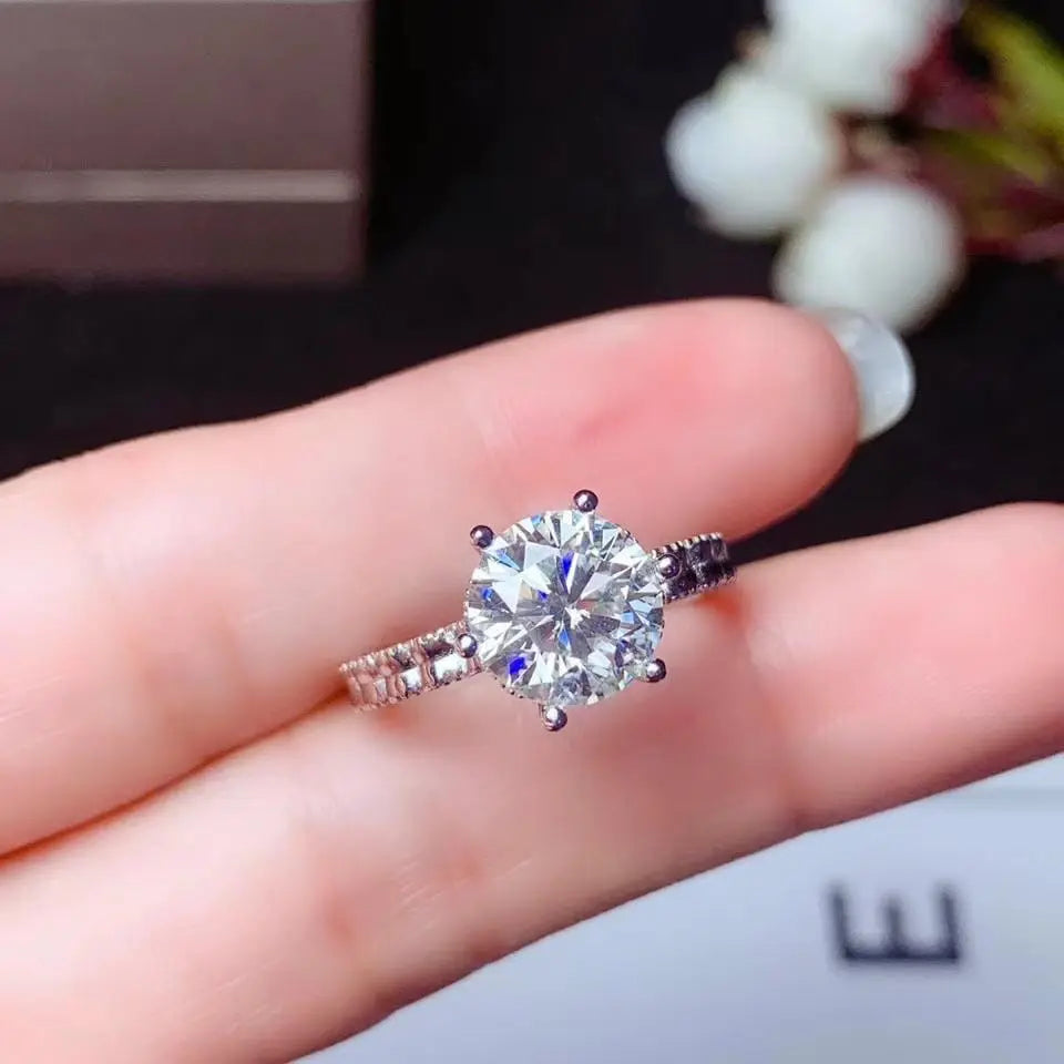 White Gold Plated Silver Vintage Moissanite Ring 0.5ct - 3ct Options Moissanite Engagement Rings & Jewelry | Luxus Moissanite