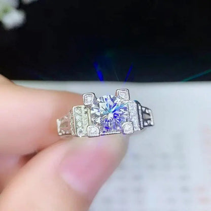 White Gold Plated Silver Vintage Moissanite Ring 1ct Center Stone Moissanite Engagement Rings & Jewelry | Luxus Moissanite | | Nice Engagement Ring Brands