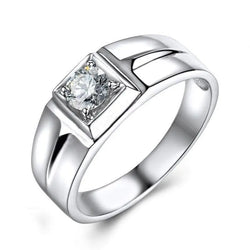 White Gold Plated Silver Wide Band Moissanite Ring 0.5ct Moissanite Engagement Rings & Jewelry | Luxus Moissanite