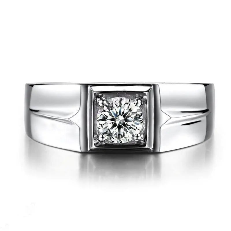 White Gold Plated Silver Wide Band Moissanite Ring 0.5ct Moissanite Engagement Rings & Jewelry | Luxus Moissanite