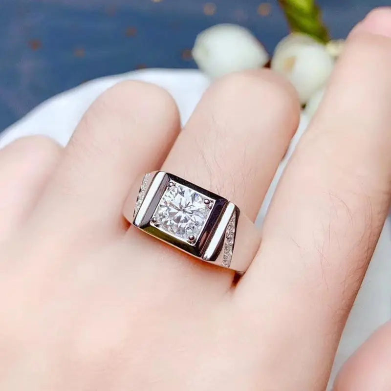 White Gold Plated Silver Wide Band Moissanite Ring 1ct Moissanite Engagement Rings & Jewelry | Luxus Moissanite