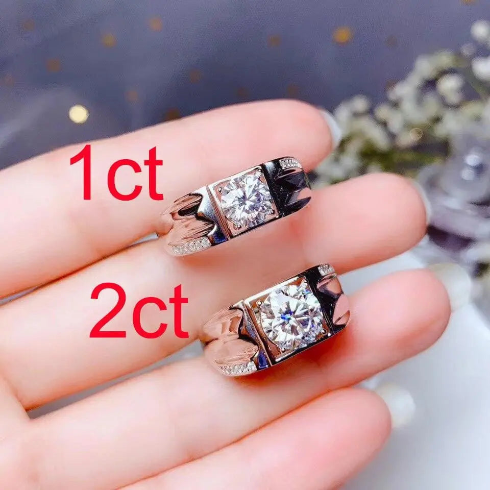 White Gold Plated Silver Wide Band Moissanite Ring 1ct, 2ct Options Moissanite Engagement Rings & Jewelry | Luxus Moissanite | Most Beautiful Engagement Ring Ever