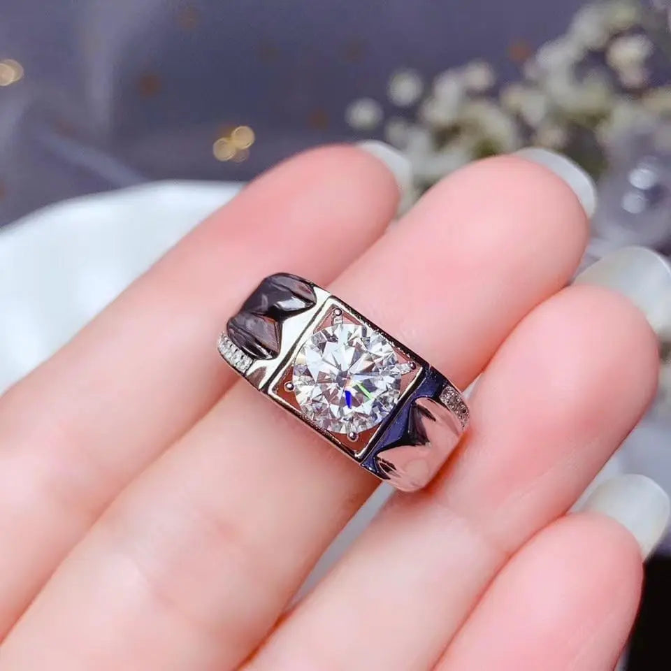 White Gold Plated Silver Wide Band Moissanite Ring 1ct, 2ct Options Moissanite Engagement Rings & Jewelry | Luxus Moissanite | Most Beautiful Engagement Ring Ever