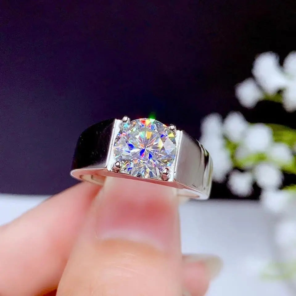 White Gold Plated Silver Wide Band Moissanite Ring 1ct, 2ct, 3ct Options Moissanite Engagement Rings & Jewelry | Unique Engagement Ring for Women | Luxus Moissanite