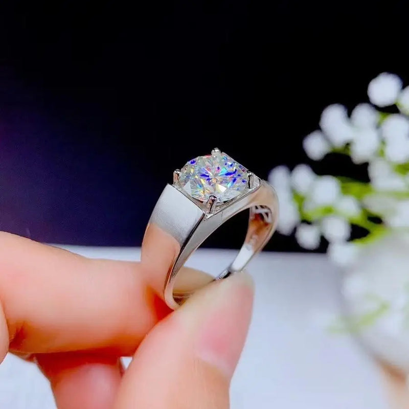 White Gold Plated Silver Wide Band Moissanite Ring 1ct, 2ct, 3ct Options Moissanite Engagement Rings & Jewelry | Luxus Moissanite