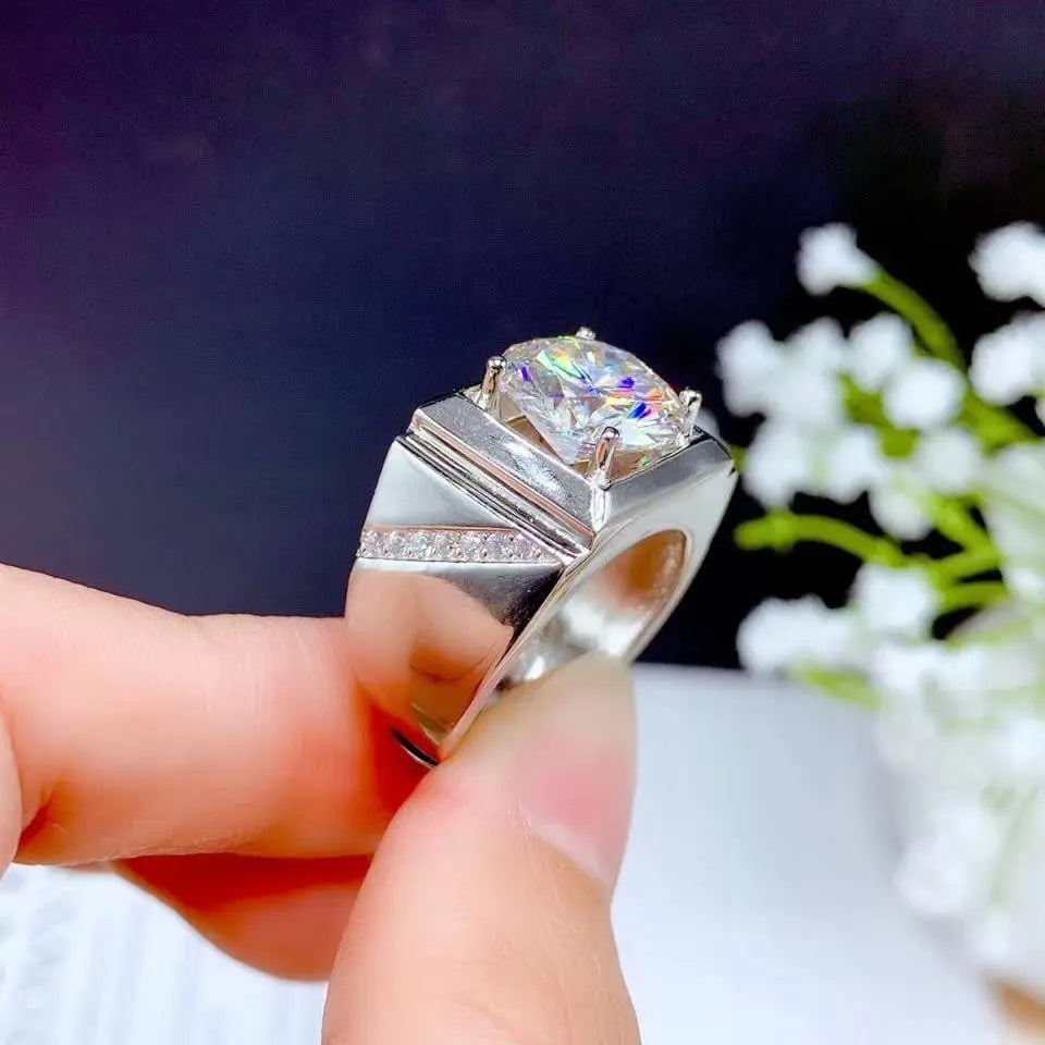 White Gold Plated Silver Wide Band Moissanite Ring 5ct Stone Moissanite Engagement Rings & Jewelry | Luxus Moissanite \  Most Beautiful Wedding Ring Ever 