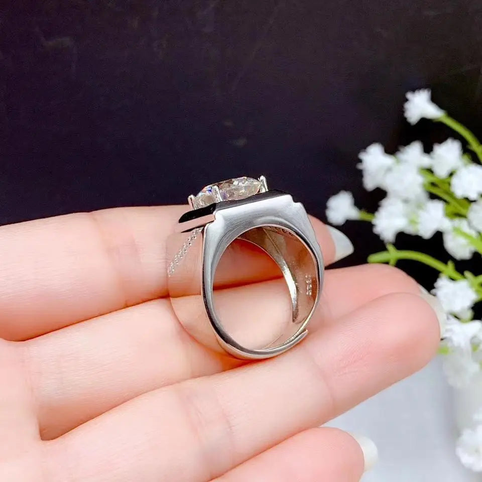 White Gold Plated Silver Wide Band Moissanite Ring 5ct Stone Moissanite Engagement Rings & Jewelry | Luxus Moissanite | Most Beautiful Wedding Ring Ever
