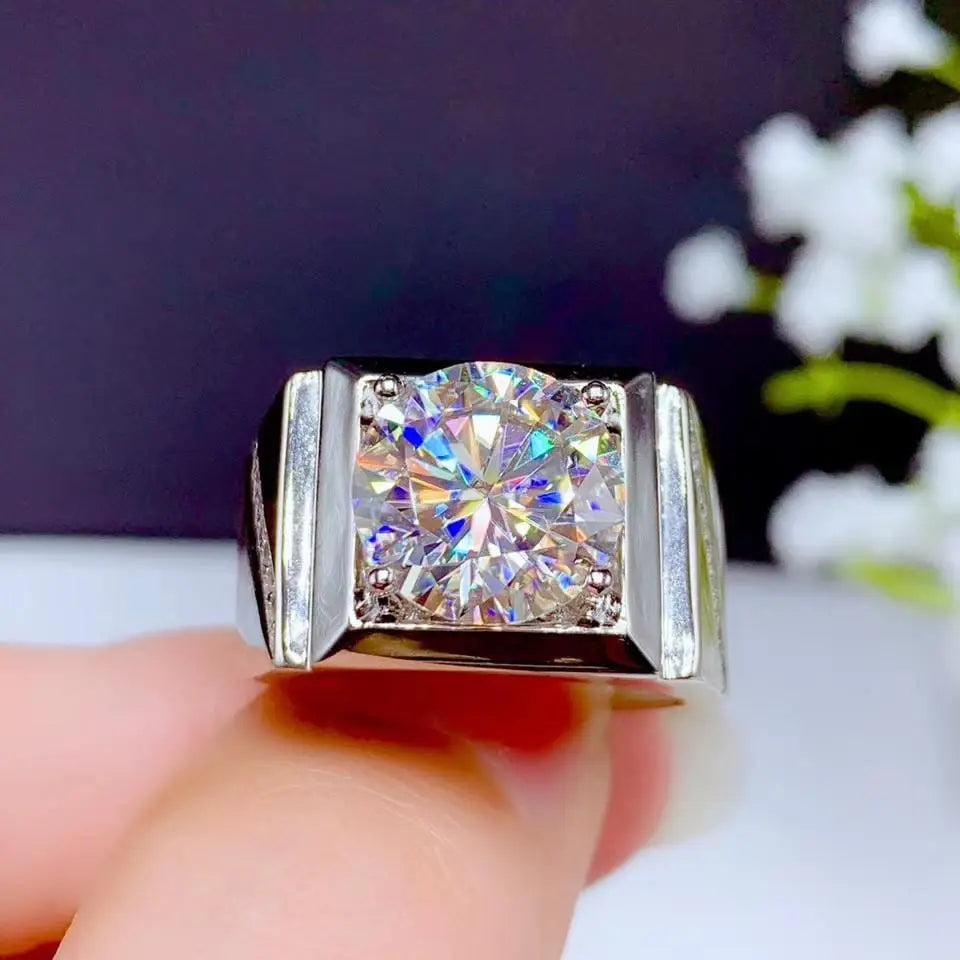 White Gold Plated Silver Wide Band Moissanite Ring 5ct Stone Moissanite Engagement Rings & Jewelry | Luxus Moissanite |  Most Beautiful Wedding Ring Ever 