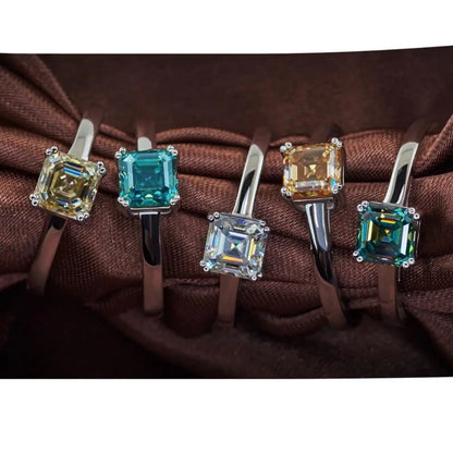 White Gold Plated Silver (multiple color options) Moissanite Ring 0.8ct Moissanite Engagement Rings & Jewelry | Luxus Moissanite | Promise Rings Women