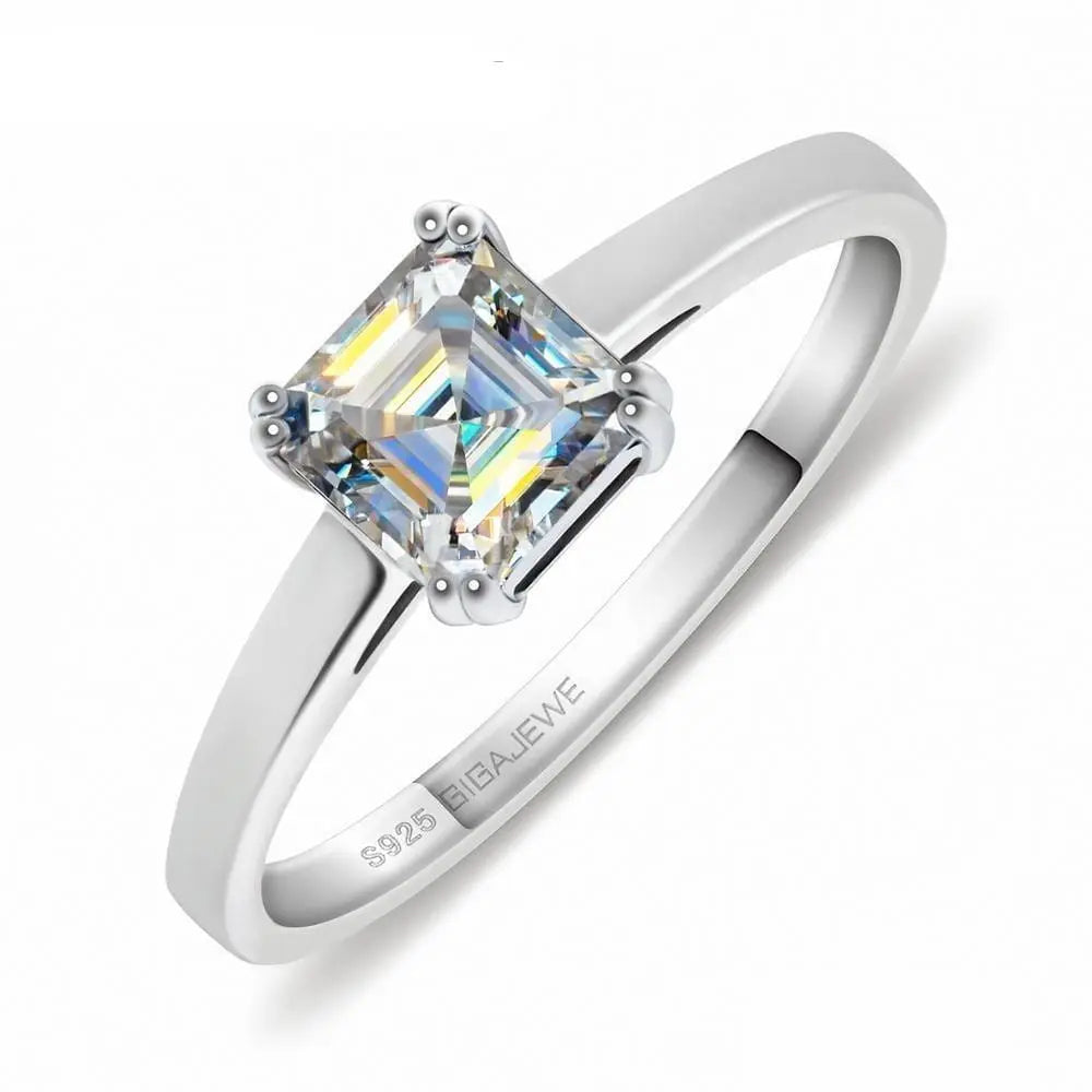 White Gold Plated Silver (multiple color options) Moissanite Ring 0.8ct Moissanite Engagement Rings & Jewelry | Luxus Moissanite |Promise Rings Women | Promise Rings Women