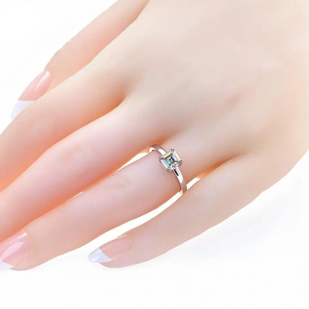 White Gold Plated Silver (multiple color options) Moissanite Ring 0.8ct Moissanite Engagement Rings & Jewelry | Luxus Moissanite | |Promise Rings Women