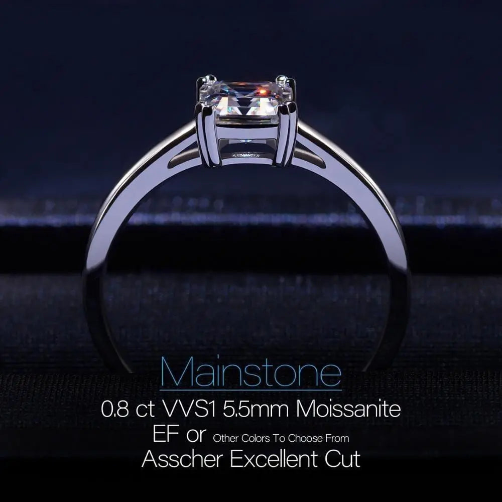 White Gold Plated Silver (multiple color options) Moissanite Ring 0.8ct Moissanite Engagement Rings & Jewelry | Luxus Moissanite | |Promise Rings Women