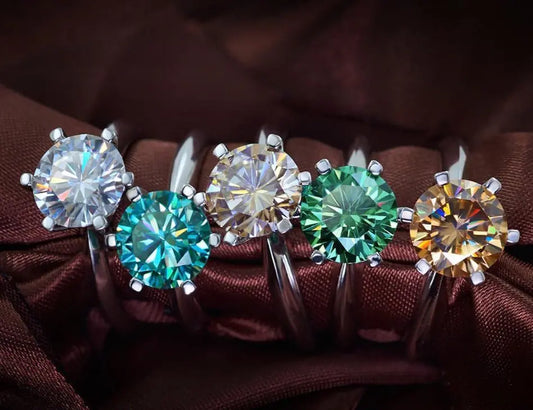 White Gold Plated Solitaire Moissanite Ring 3ct (Colored & Clear Moissanite) Moissanite Engagement Rings & Jewelry | Affordable Engagement Rings for Women | Luxus Moissanite