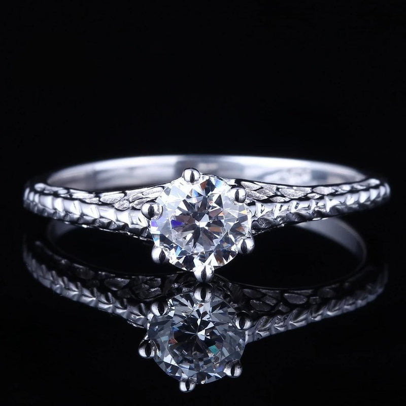 White Gold Plated Vintage Moissanite Ring 0.5ct Moissanite Engagement Rings & Jewelry | Luxus Moissanite