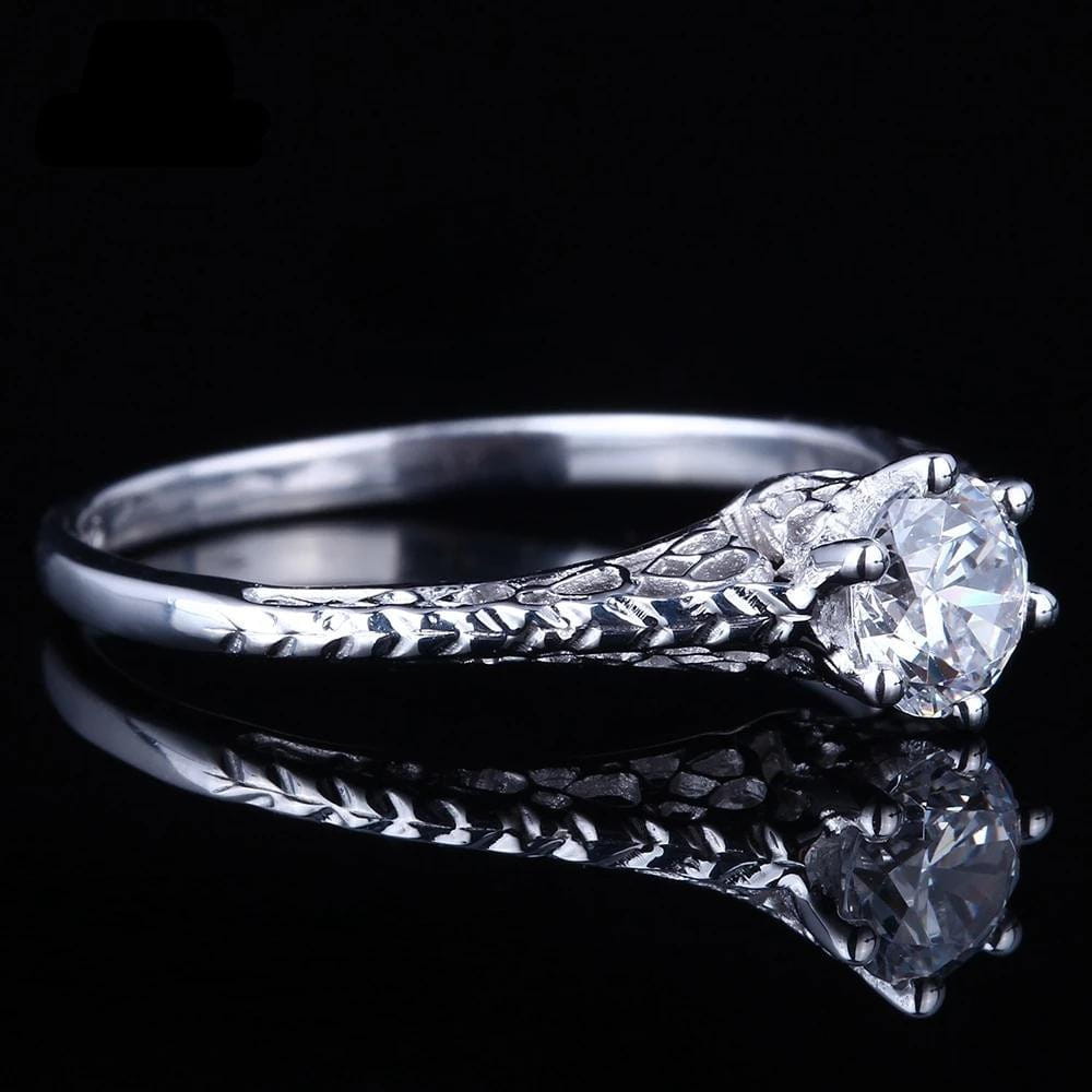 White Gold Plated Vintage Moissanite Ring 0.5ct Moissanite Engagement Rings & Jewelry | Luxus Moissanite