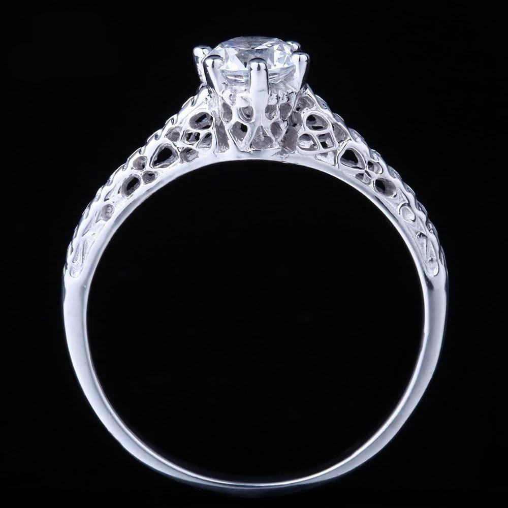 White Gold Plated Vintage Moissanite Ring 0.5ct Moissanite Engagement Rings & Jewelry | Luxus Moissanite