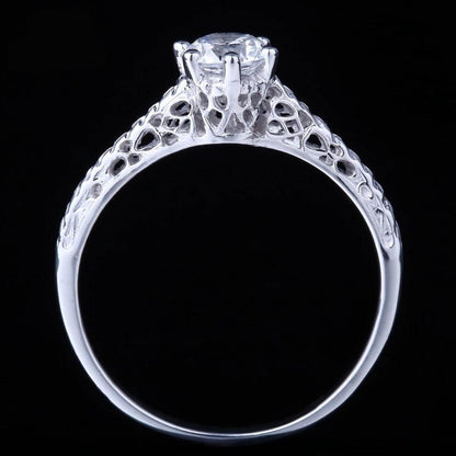 White Gold Plated Vintage Moissanite Ring 0.5ct Moissanite Engagement Rings & Jewelry | Luxus Moissanite