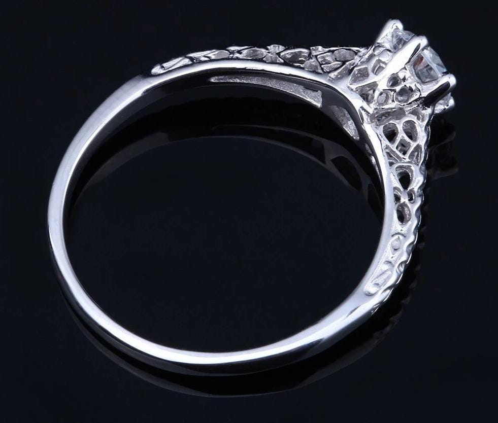 White Gold Plated Vintage Moissanite Ring 0.5ct Moissanite Engagement Rings & Jewelry | Luxus Moissanite