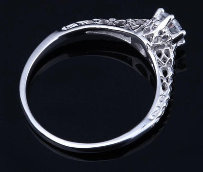 White Gold Plated Vintage Moissanite Ring 0.5ct Moissanite Engagement Rings & Jewelry | Luxus Moissanite
