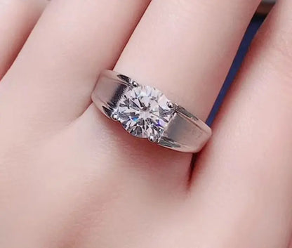 White Gold Plated Wide Band Moissanite Ring 1ct Moissanite Engagement Rings & Jewelry | Luxus Moissanite | Gold Plated Wedding Band