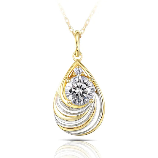 Yellow & Silver Platinum Plated Silver Moissanite Necklace 1.035ct Total Moissanite Engagement Rings & Jewelry |  Yellow Necklace | Luxus Moissanite