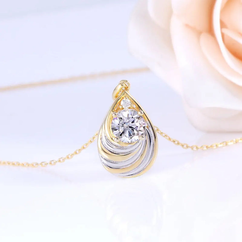 Yellow & Silver Platinum Plated Silver Moissanite Necklace 1.035ct Total Moissanite Engagement Rings & Jewelry | Luxus Moissanite