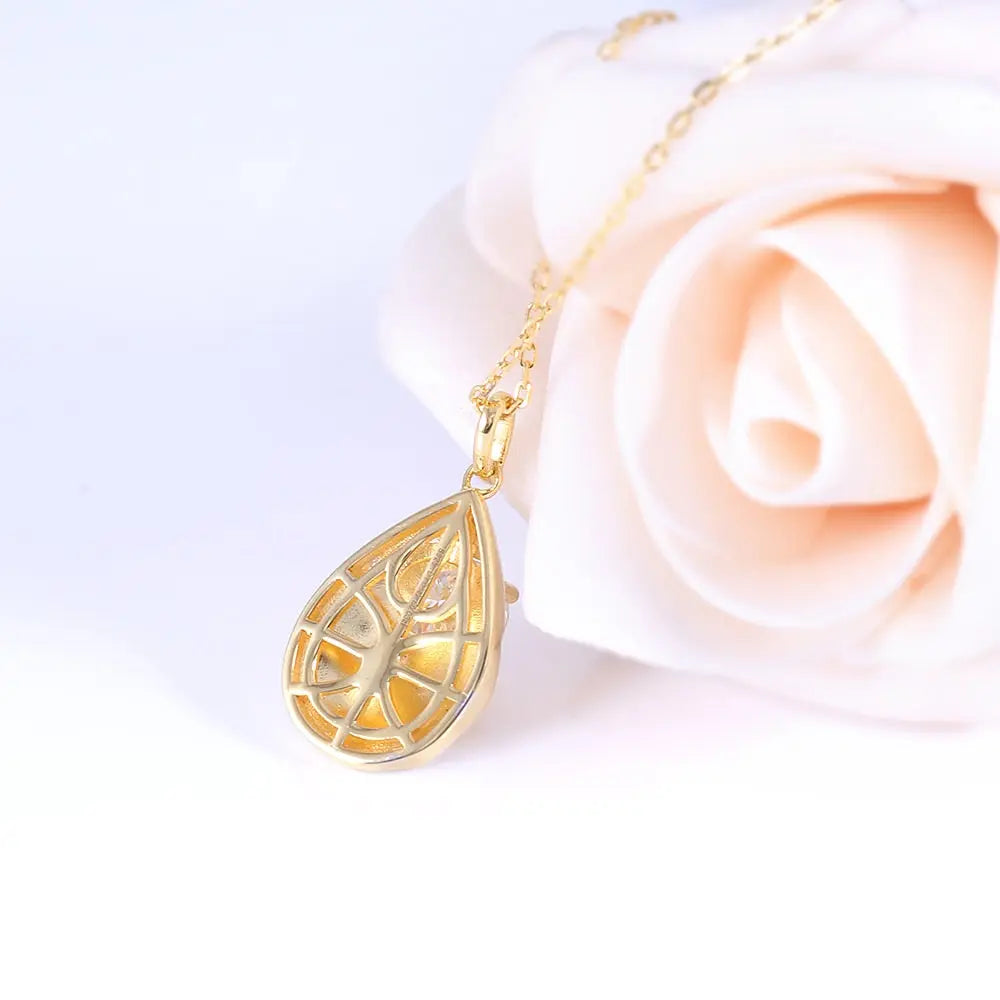 Yellow & Silver Platinum Plated Silver Moissanite Necklace 1.035ct Total Moissanite Engagement Rings & Jewelry | Luxus Moissanite