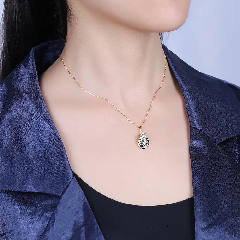 Yellow & Silver Platinum Plated Silver Moissanite Necklace 1.035ct Total Moissanite Engagement Rings & Jewelry | Luxus Moissanite