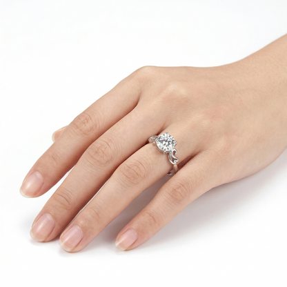 Platinum Plated Silver Moissanite Ring 1ct, 1.2ct, 2ct Options