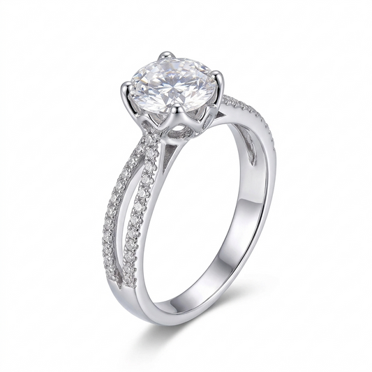 14k White Gold Rings for Women / 14k White Gold Moissanite Ring 1ct Center Stone