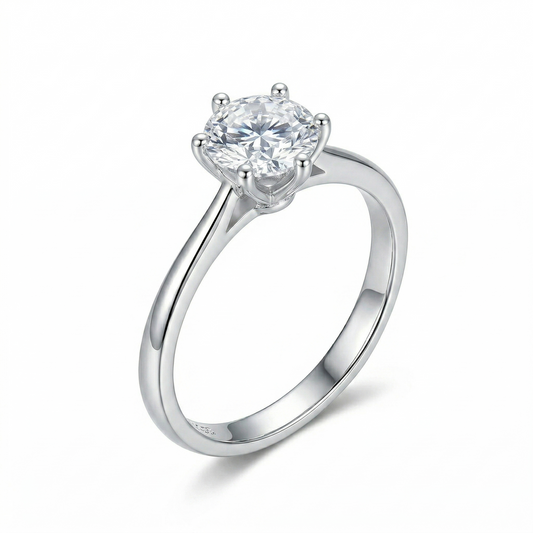 10k White Gold Solitiare Moissanite Engagement Ring .5 Carat