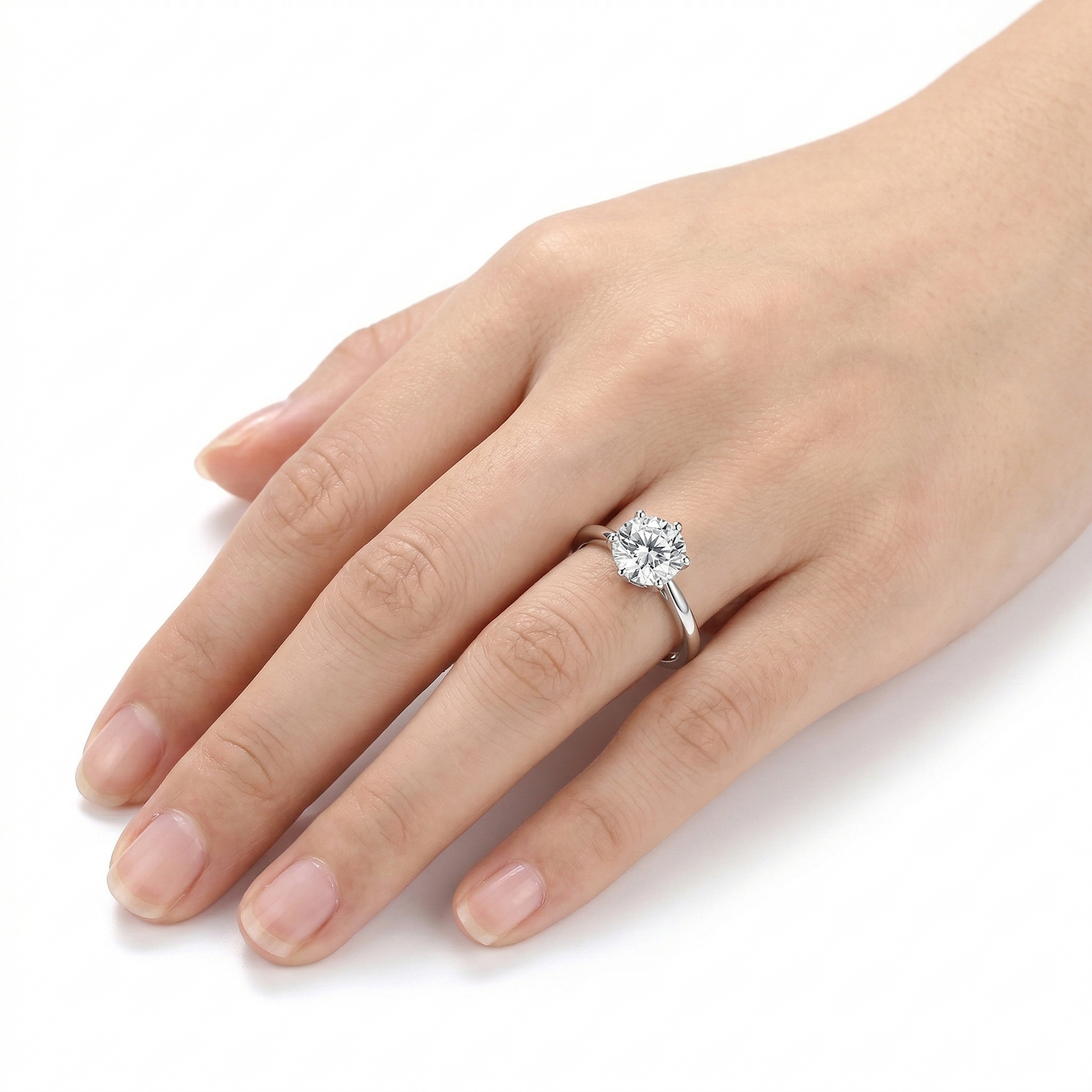 10k White Gold Solitiare Moissanite Engagement Ring .5 Carat