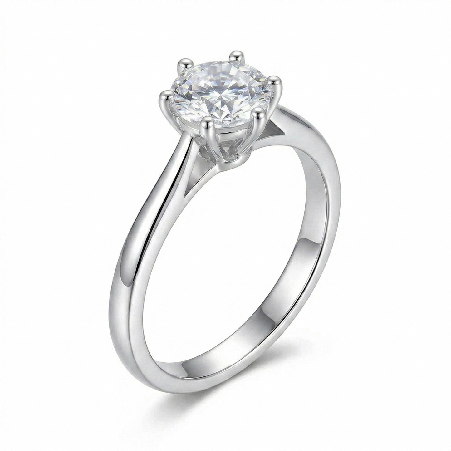 White Gold Plated Silver Moissanite Ring 0.3ct
