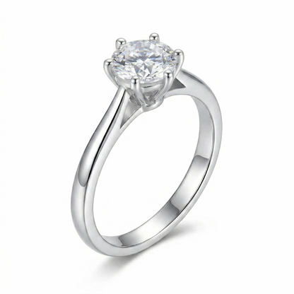 White Gold Plated Silver Moissanite Ring 0.3ct