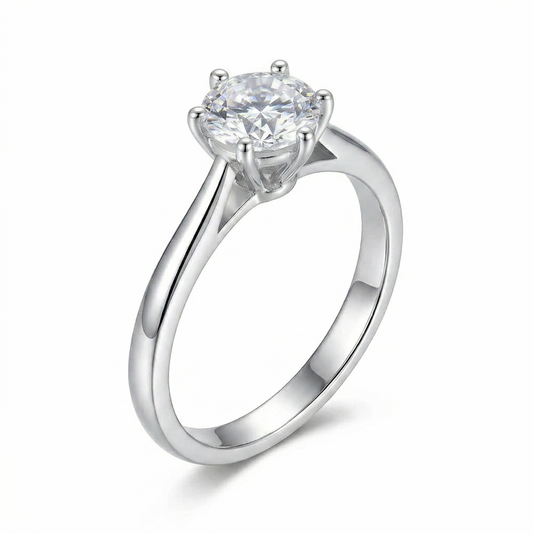 White Gold Plated Silver Moissanite Ring 0.3ct