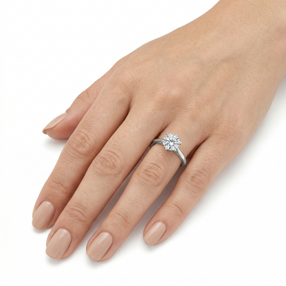 White Gold Plated Silver Moissanite Ring 0.3ct