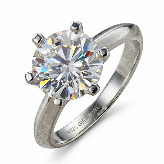 White Gold Plated Silver Solitaire Moissanite Ring 3ct (multiple colors)